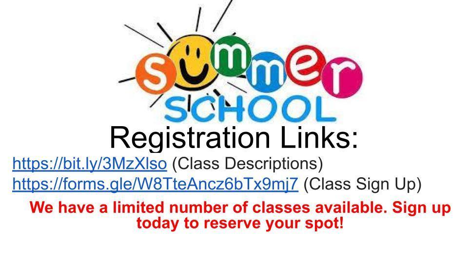 Summer School Info